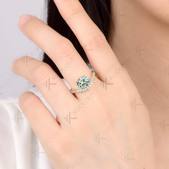 Kuololit 2CT Cyan Oval Moissanite Custom Ring for Women Men Solid 14K 10K 585 Yellow Gold Engagement Ring for Christmas Gifts