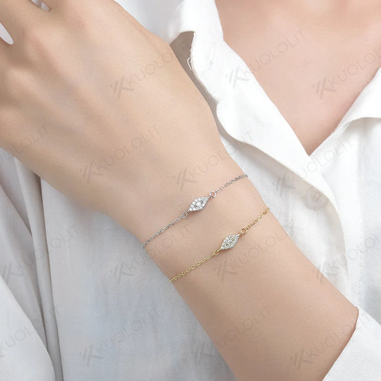 Kuololit Moissanite Bracelets for Women Men 585 18K 10K Adjustable Chains Eyes Charm for Engagement Party Christmas Classic Gift