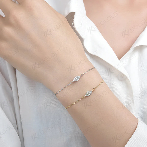 Kuololit Moissanite Bracelets for Women Men 585 18K 10K Adjustable Chains Eyes Charm for Engagement Party Christmas Classic Gift