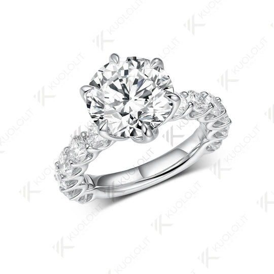 Kuololit 4CT IGI Lab Grown Diamonds Ring for Women D VS1 for Women Solid 14k 10K 585 White Gold for Engagement Christmas Gifts