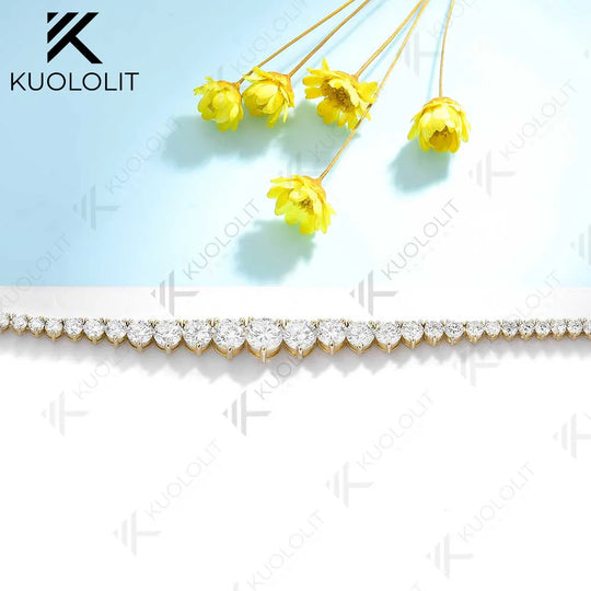 Kuololit 8CTW Moissanite Graduated Tennis Necklace for Women Solid 18K 14K 10K Gold  for Anniversary Engagement Christmas Gifts