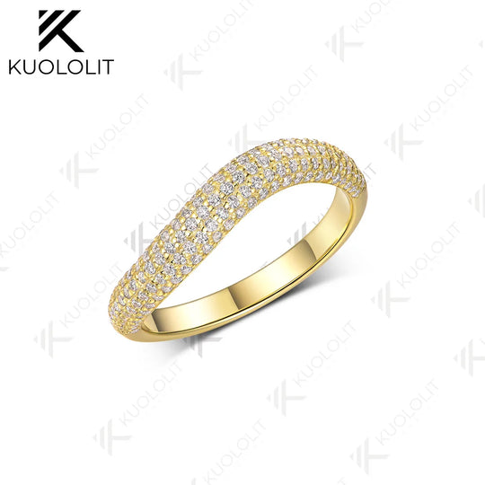 Kuololit V Lab Grown Diamond Band for Women Solid 18K 14K 10K Gold D VS1 Diamond Ring for Anniversary Engagement Gifts Party