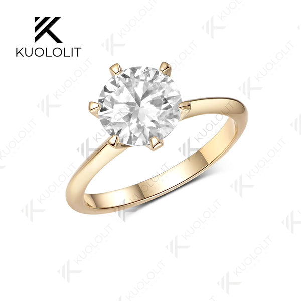 Kuololit 3CT IGI Lab Grown Diamonds Custom Ring for Women Solid 14K 10K Yellow Gold Ring for Anniversary Christmas Gifts Party