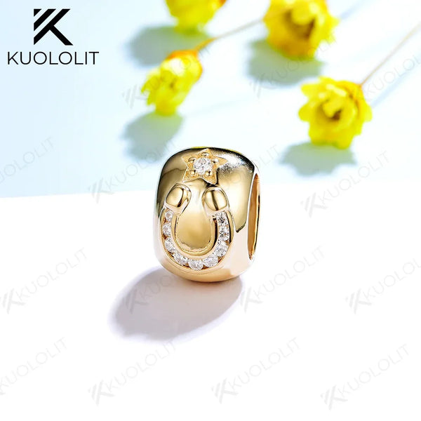 Kuololit Moissanite Necklaces for Women Solid 10K 14K 585 925 Sliver Customize A-Z Lucky Letters Pendant No Chain for Engagement