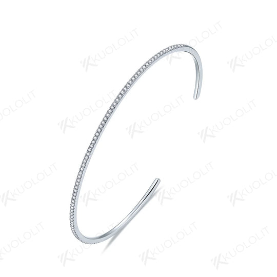 Kuololit Moissanite Opening Bangle for Women Men 585 14K 10K 925 Silver Bracelets for Engagement Party Christmas Classic Gift