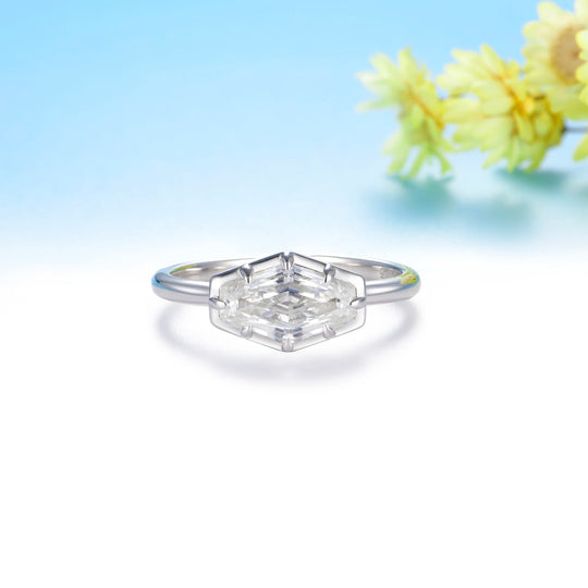 Kuololit 2CT Hexagon Moissanite Ring for Women Solid 14K 10K White Gold  Engagement Ring for Christmas Gifts Anniversary Party