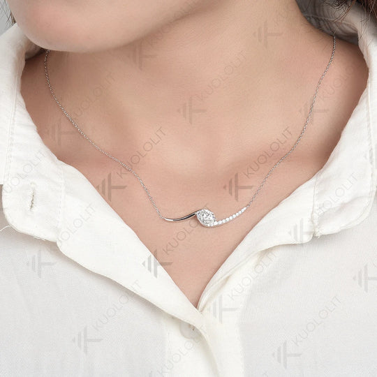 Kuololit 1.5CT Moissanite Necklace for Women Solid 10K 14K 18K 925 Sliver Oval Pendant with Chain for Engagement Christmas Gifs