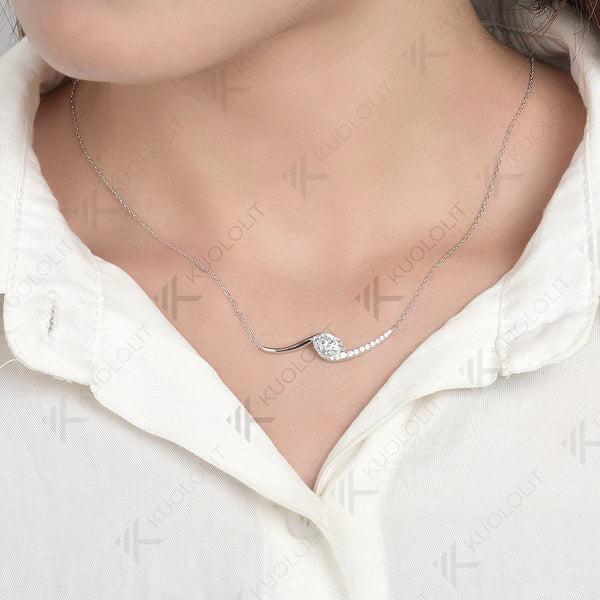 Kuololit 1.5CT Moissanite Necklace for Women Solid 10K 14K 18K 925 Sliver Oval Pendant with Chain for Engagement Christmas Gifs