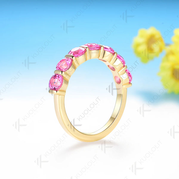 Kuololit 2.1CTW Lab Grown Pink Sapphire Engagement Rings for Women Solid 18K 14K 10K 585 Yellow Gold for Wedding Christmas Gifts