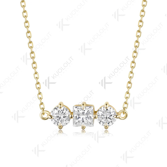Kuololit 1.5CTW Moissanite Custom Necklace for Women Solid 585 14K 10K Yellow Gold Necklace for Christmas Gifts Party