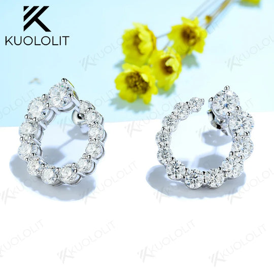 Kuololit 3.4ctw Moissanite Earrings for Women Solid 925 Sterling Silver Luxury Jewelry for Wedding Engagement Party Gift for Her