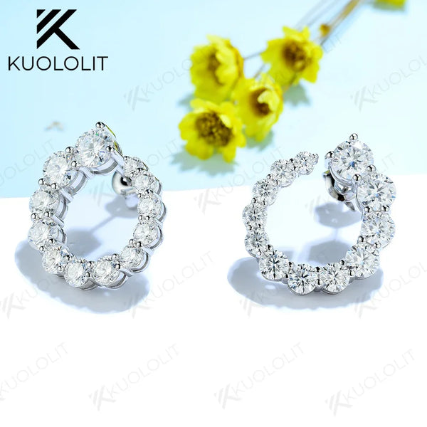 Kuololit 3.4ctw Moissanite Earrings for Women Solid 925 Sterling Silver Luxury Jewelry for Wedding Engagement Party Gift for Her