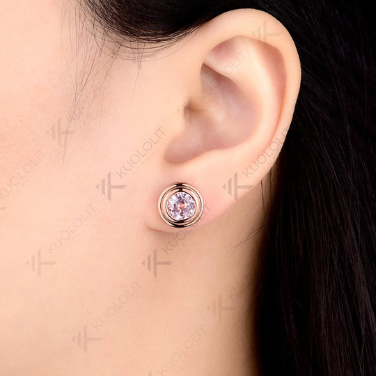 Kuololit 2CTW Lab Grown Pink Sapphire Custom Stud Earrings for Women Solid 14K 10K 585 Yellow Gold for Christmas Gifts Party