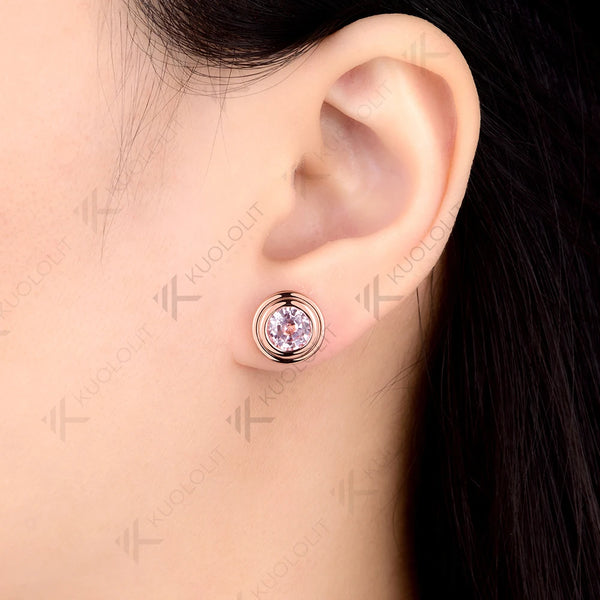 Kuololit 2CTW Lab Grown Pink Sapphire Custom Stud Earrings for Women Solid 14K 10K 585 Yellow Gold for Christmas Gifts Party