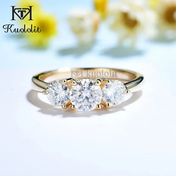 Kuololit 585 14K 10K Yellow Gold Ring for Women D VVS Moissanite Solitaire Engagement Ring for Luxury Jewelry for Anniversary