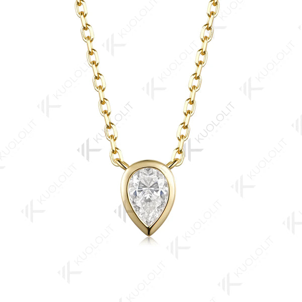 Kuololit 0.5CT NGIC Lab Grown Diamonds Custom Necklace for Women Solid 585 14K 10K Yellow Gold Necklace for Christmas Gifts