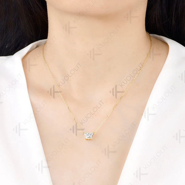Kuololit 2CT Butterfly Moissanite Necklace for Women Solid 14K 10K Yellow Gold Animal Pedant for Christmas Party Gifts Wedding