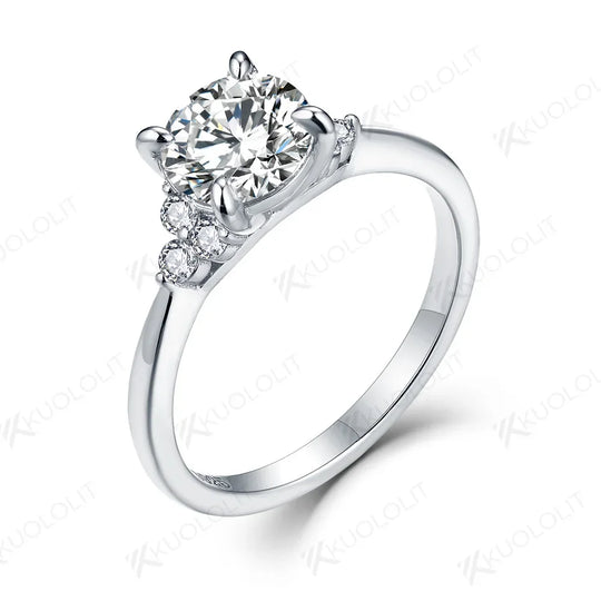 Kuololit 1CT Moissanite Rings for Women Sliver 925 White Gold Round Cut  for Anniversary Wedding Engagement Classic Jewelry