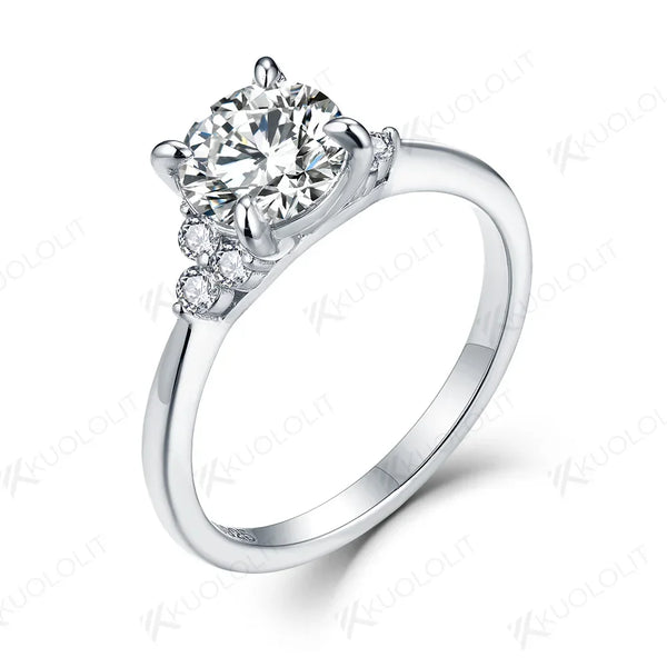 Kuololit 1CT Moissanite Rings for Women Sliver 925 White Gold Round Cut  for Anniversary Wedding Engagement Classic Jewelry