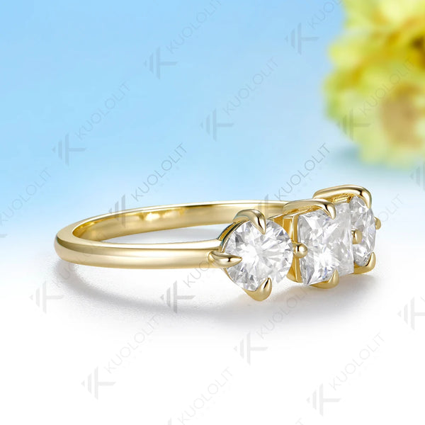 Kuololit 1.8CTW Princess Cut Moissanite Custom Ring for Women Solid 14K 10K  Yellow Gold Band for Anniversary Christmas Gift