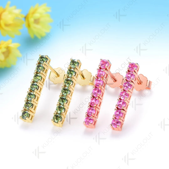 Kuololit 0.63CTW Lab Grown Pink Sapphire Custom Stud Earrings for Women Solid 14K10K 585 Yellow Gold Stud Earrings for Christmas