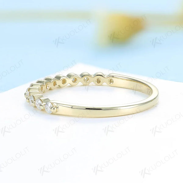 Kuololit Lab Grown Diamonds Rings for Women 925 14K 10K 18K Rose Gold Half Eternity Bubble Gold Rings Wedding Engagement Band