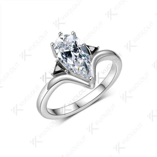 Kuololit 2.2CT Crushed Ice Moissanite Ring for Women Soild 10K 14K Yellow Gold Black Moissanite Ring for Engagement Christmas