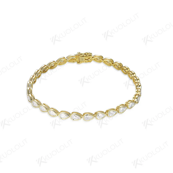 Kuololit 10.15CTW Moissanite Bracelets for Women Men 14K 10K 585 Solid Gold 925 Silver Pear Cut for Engagement Classic Christmas