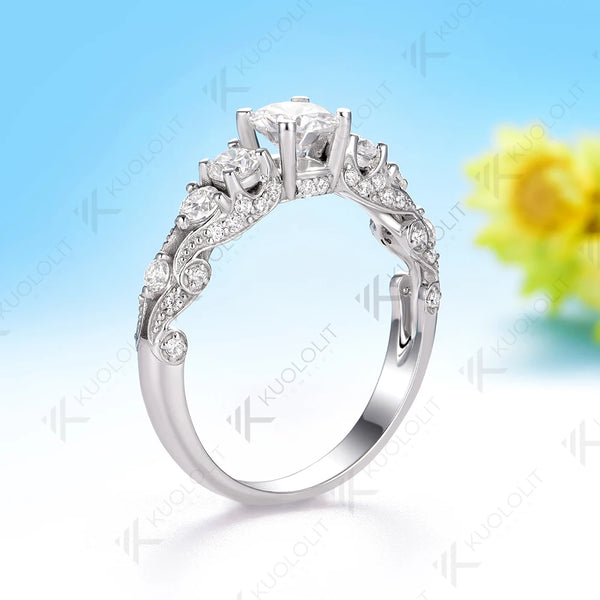 Kuololit 0.5CT Lab Grown Diamonds Ring for Women D VS1 for Women Solid 18K 14k 10K 585 White Gold for Engagement Christmas Gifts