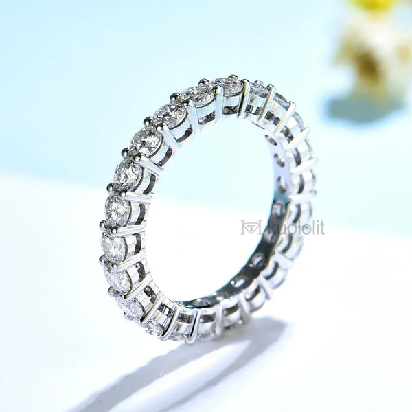 Kuololit 2.2CT Round Moissanite Full Eternity Matching Wedding Band for Engagement