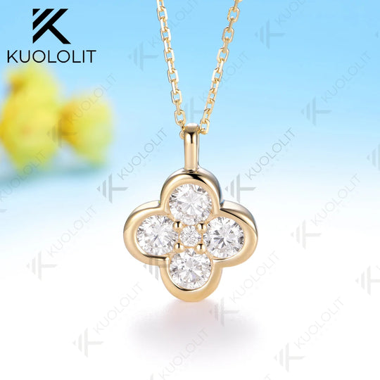 Kuololit 1.23CTW Lab Grown Diamonds Necklace Solid 10K 14K Pendant for Women Jewelry for Engagement with NGIC Certificate Gifts