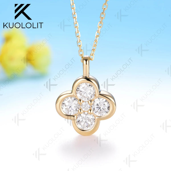 Kuololit 1.23CTW Lab Grown Diamonds Necklace Solid 10K 14K Pendant for Women Jewelry for Engagement with NGIC Certificate Gifts