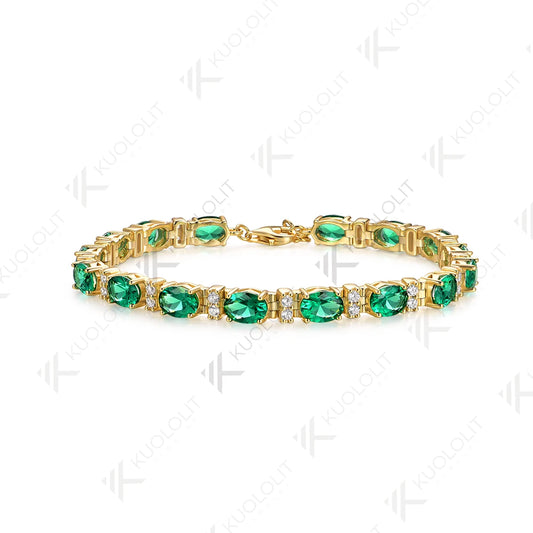 Kuololit 16CTW Lab Grown Diamonds Emerald Bracelets for Women Men 585 14K 10K Adjustable Chains for Engagement Wedding Christmas