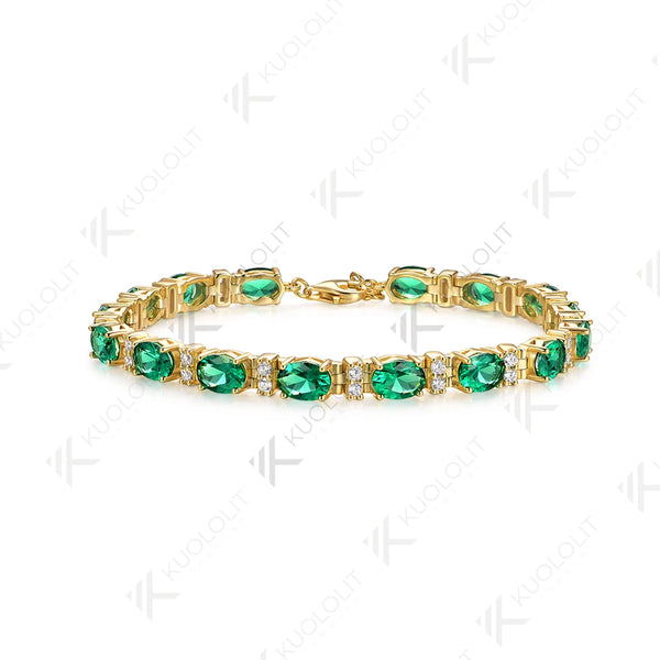 Kuololit 16CTW Lab Grown Diamonds Emerald Bracelets for Women Men 585 14K 10K Adjustable Chains for Engagement Wedding Christmas