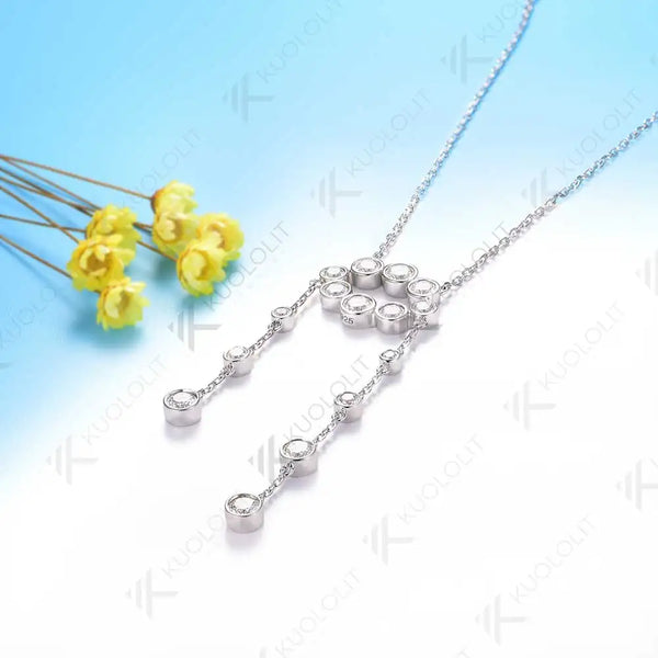 Kuololit 2.8CTW Lab Grown Diamonds Necklace for Women Solid 14K 10K 585 Yellow Gold Round Pendant for Anniversary Christmas Gift