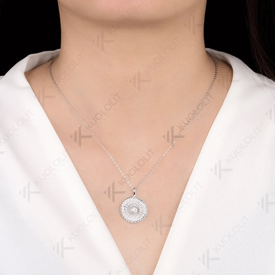 Kuololit 0.1CT Lab Grown Diamonds Necklace for Women Solid 14K 10K Gold Round Diamonds Pendant for Anniversary Christmas Gift