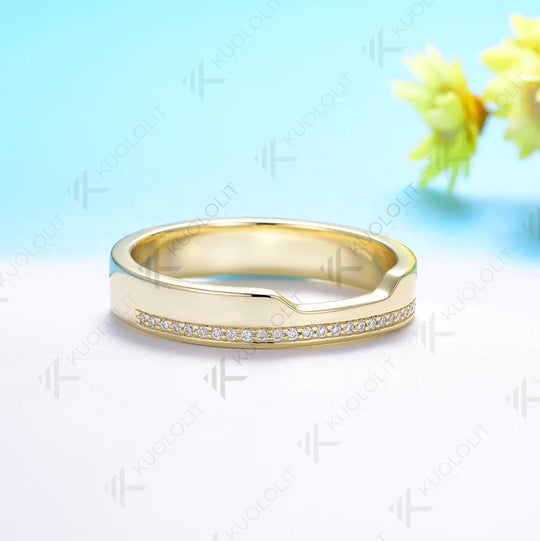 Kuololit 0.13CTW Moissanite Band for Women Men Solid 18K 14K 10K Gold Wedding Band Ring for Anniversary Engagement Gifts Party