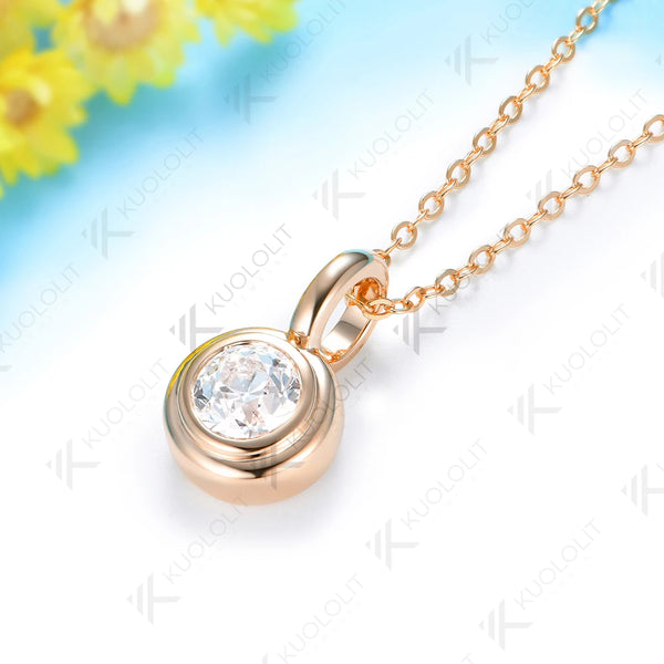 Kuololit 1CT OEC NGIC Lab Grown Diamonds Custom Necklace for Women Solid 14K 10K Rose Gold for Anniversary Christmas Gifts Party