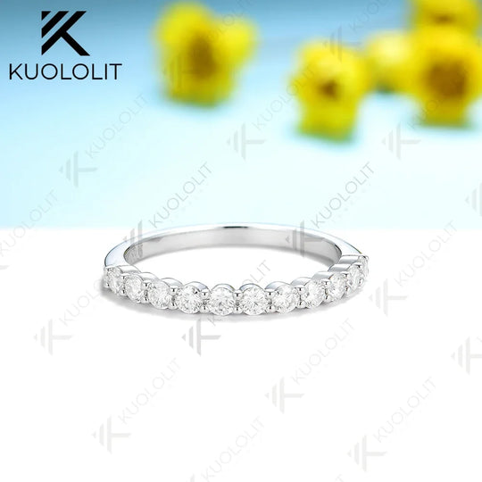 Kuololit 0.17CTW Lab Grown Diamond Rings for Men Women Soild 585 14K 18K White Gold Silver Wedding Band for Party Christmas Gift