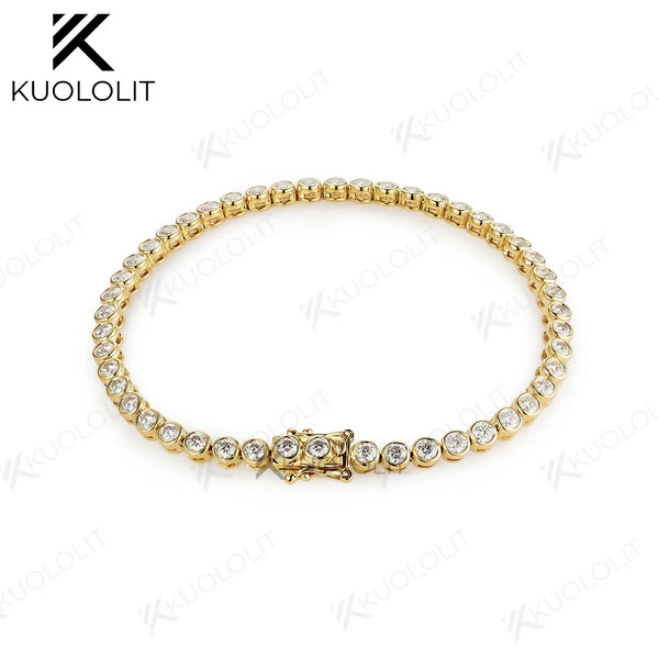 Kuololit 4.3CTW Lab Grown Diamonds Bracelets for Women 18K 14K 10K Solid Gold Tennis Bracelet for Engagement Classic Party Gifts