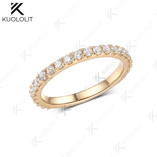 Kuololit 0.6CTW Lab Grown Diamonds Rings for Women Solid 18K 14K 10K 585 Yellow Gold Wedding Band for Christmas Classic Gifts