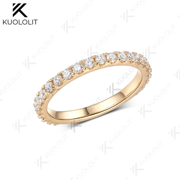 Kuololit 0.6CTW Lab Grown Diamonds Rings for Women Solid 18K 14K 10K 585 Yellow Gold Wedding Band for Christmas Classic Gifts