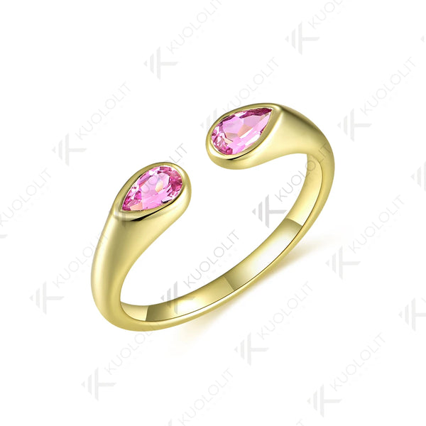 Kuololit 0.7CTW Lab Grown Pink Sapphire Band Rings for Women Men Solid 14K 10K 585 Yellow Gold Wedding Band Ring for Christmas