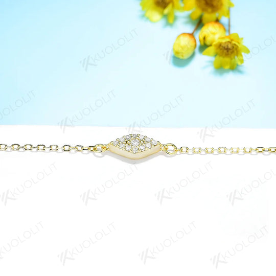 Kuololit Moissanite Bracelets for Women Men 585 18K 10K Adjustable Chains Eyes Charm for Engagement Party Christmas Classic Gift