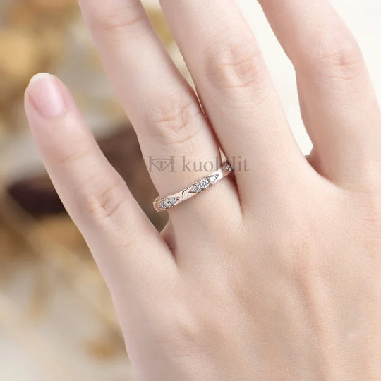 Kuololit Knife Edge 585 14K 10K Rose Gold Moissanite Ring for Women Lacie Matching Eternity Band Engagement Promise New Arrival