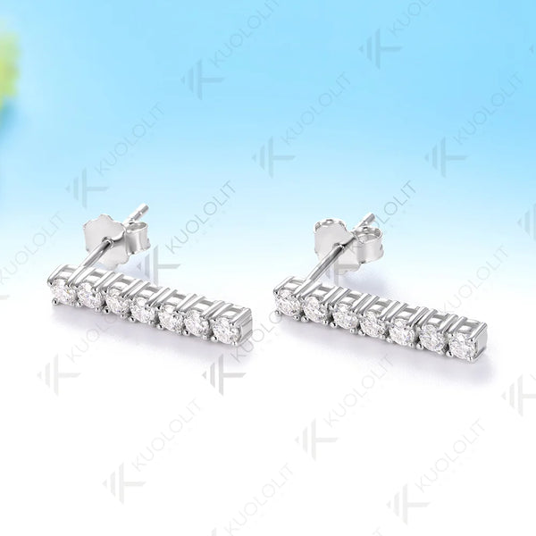 Kuololit 0.63CTW Lab Grown Diamonds Custom Stud Earrings for Women Solid 14K 10K Yellow Long Stud Earrings for Christmas Gifts