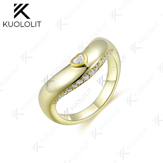 Kuololit Heart Cut Lab Grown Diamonds Engagement Rings for WomenSolid18K14K10KYellow Gold WeddingBands for Party Christmas Gifts