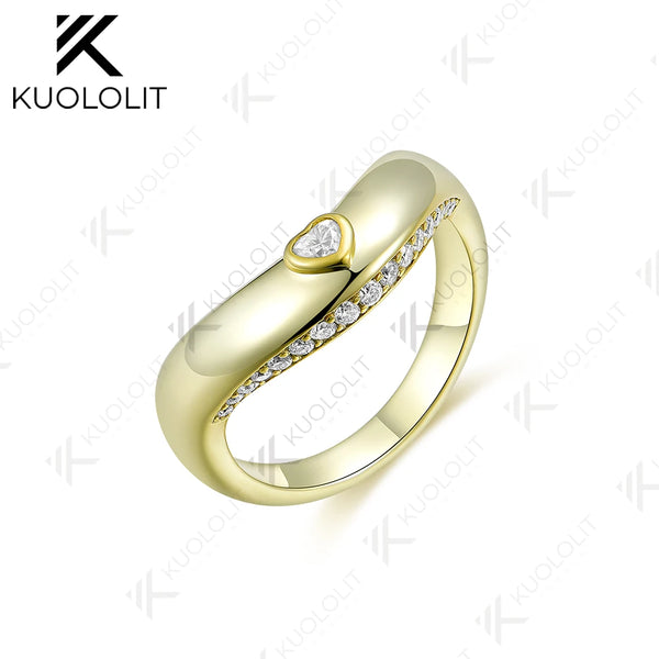Kuololit Heart Cut Lab Grown Diamonds Engagement Rings for WomenSolid18K14K10KYellow Gold WeddingBands for Party Christmas Gifts