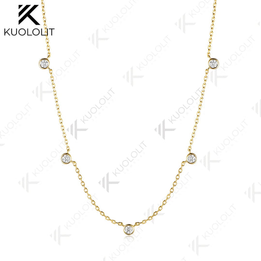 Kuololit 0.5CTW Lab Grown Diamonds Necklace for Women Men Solid 14K 10K 585 Yellow Gold Necklace for Christmas Gifts Party