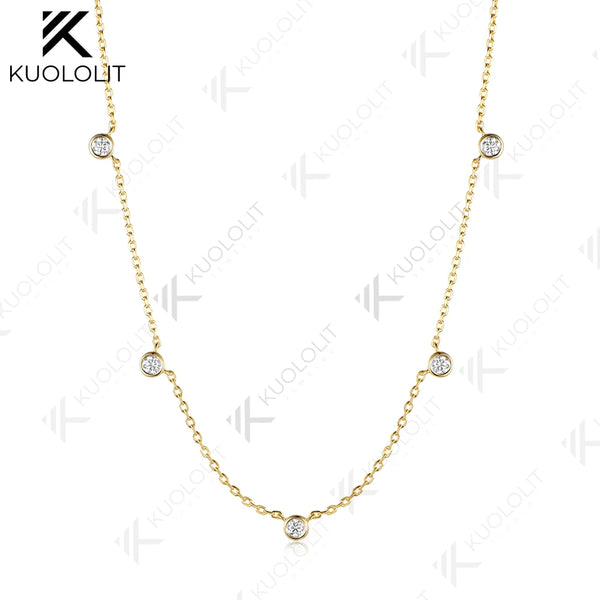 Kuololit 0.5CTW Lab Grown Diamonds Necklace for Women Men Solid 14K 10K 585 Yellow Gold Necklace for Christmas Gifts Party